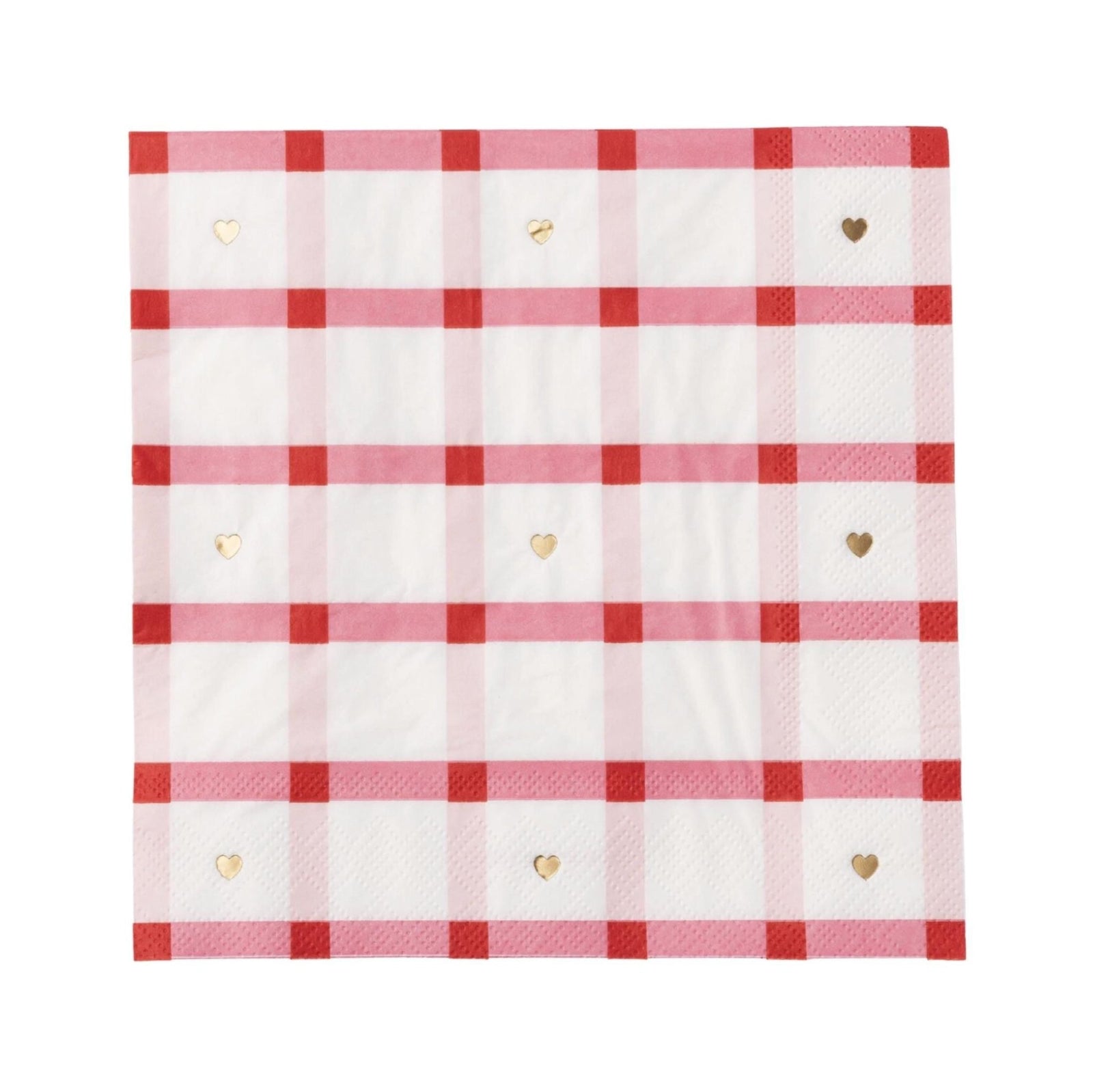 Pink Plaid Heart Napkins - Stesha Party