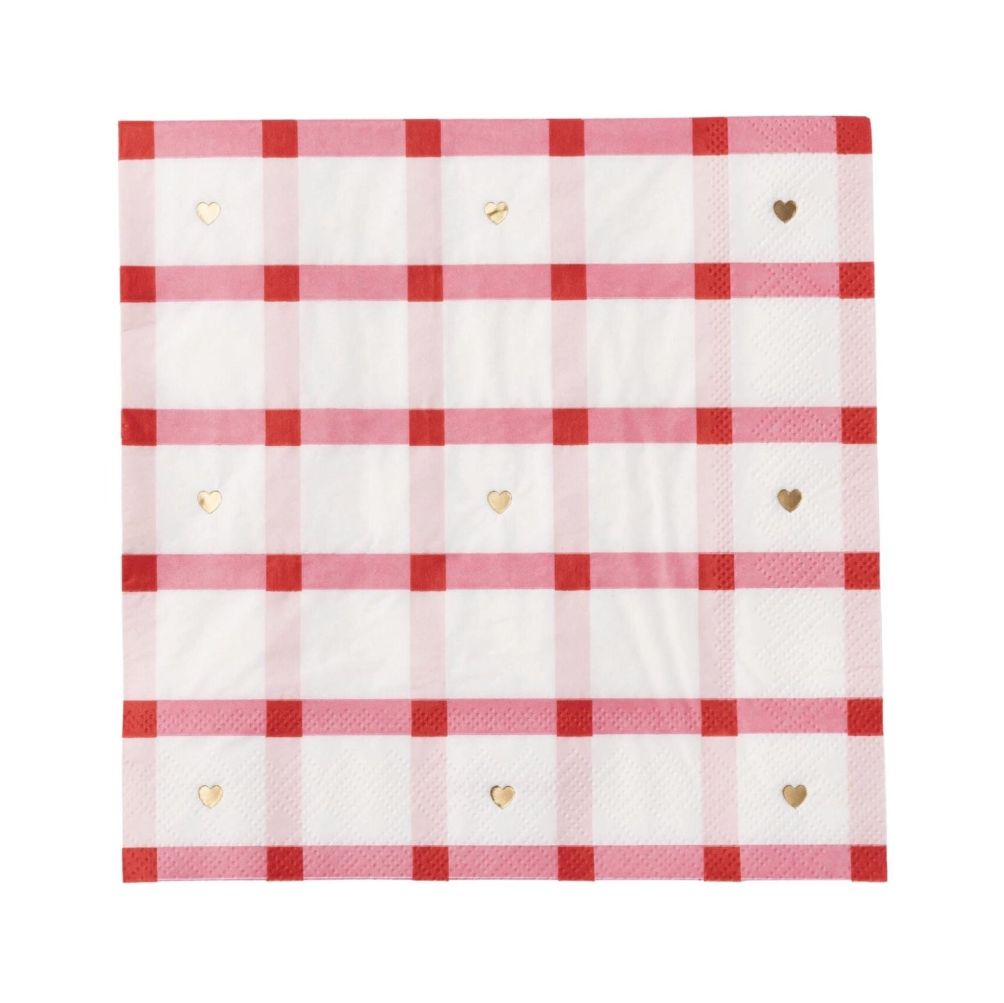 Pink Plaid Heart Napkins - Stesha Party