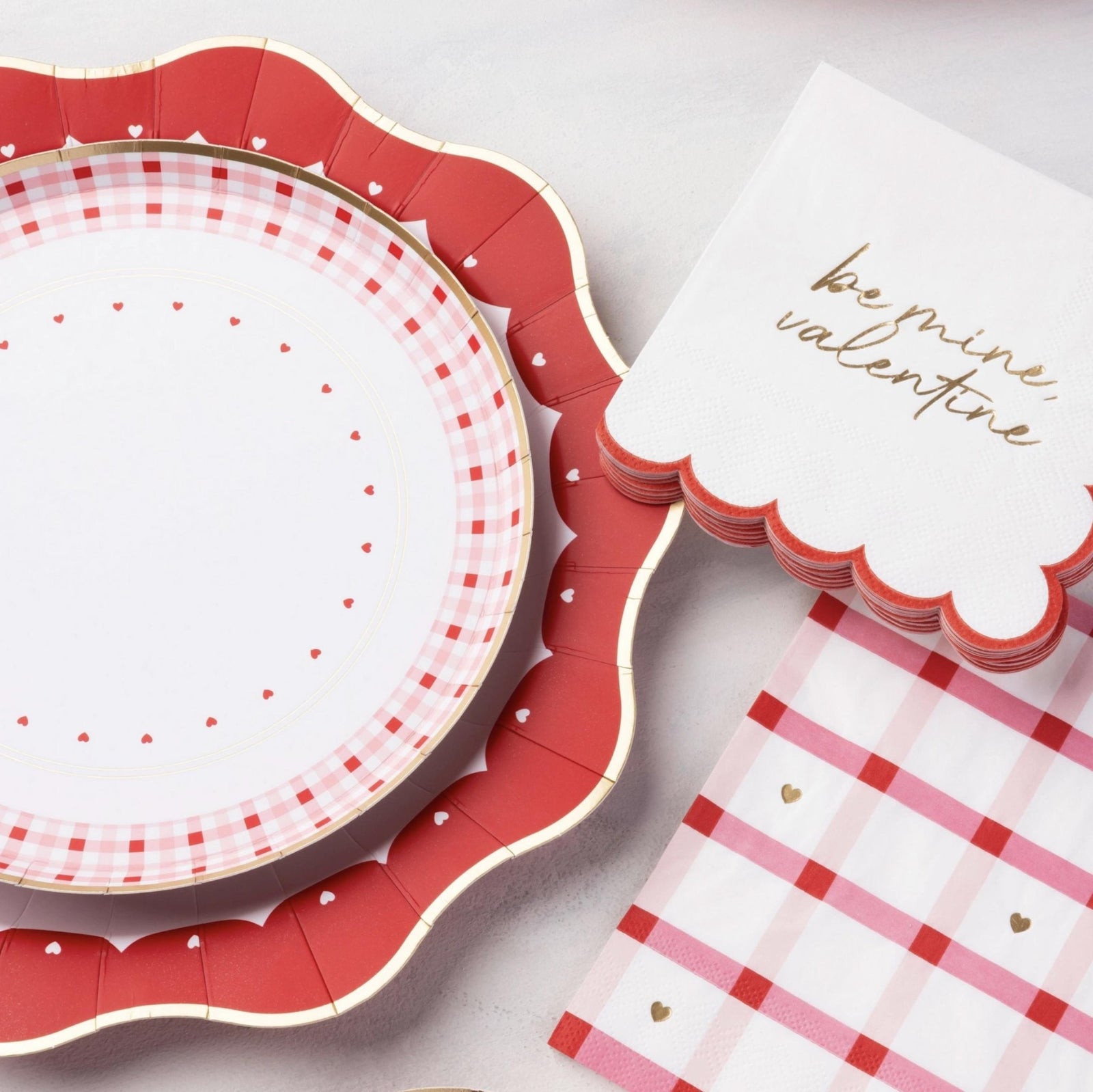 Pink Plaid Heart Napkins - Stesha Party