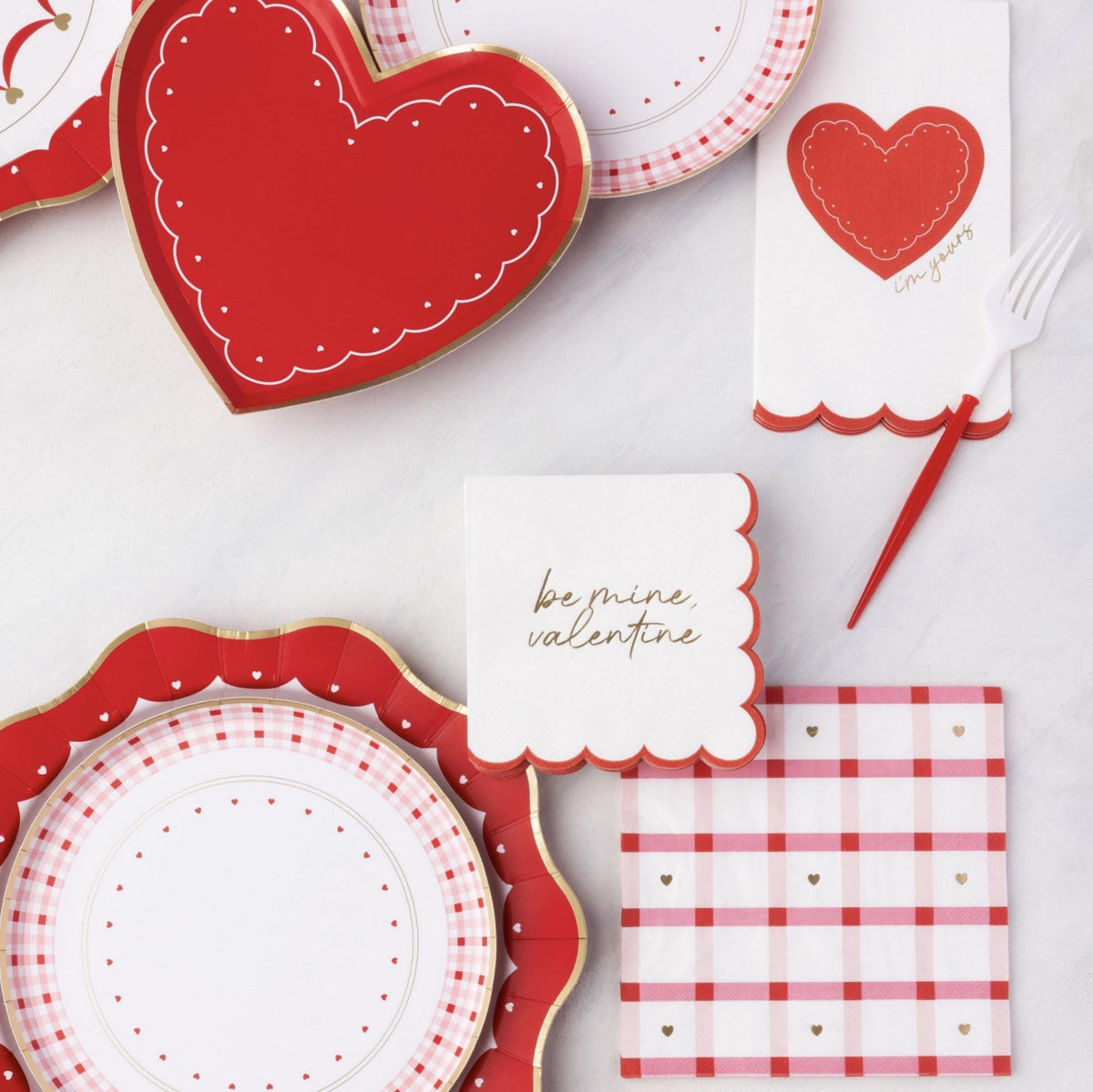 Pink Plaid Heart Napkins - Stesha Party
