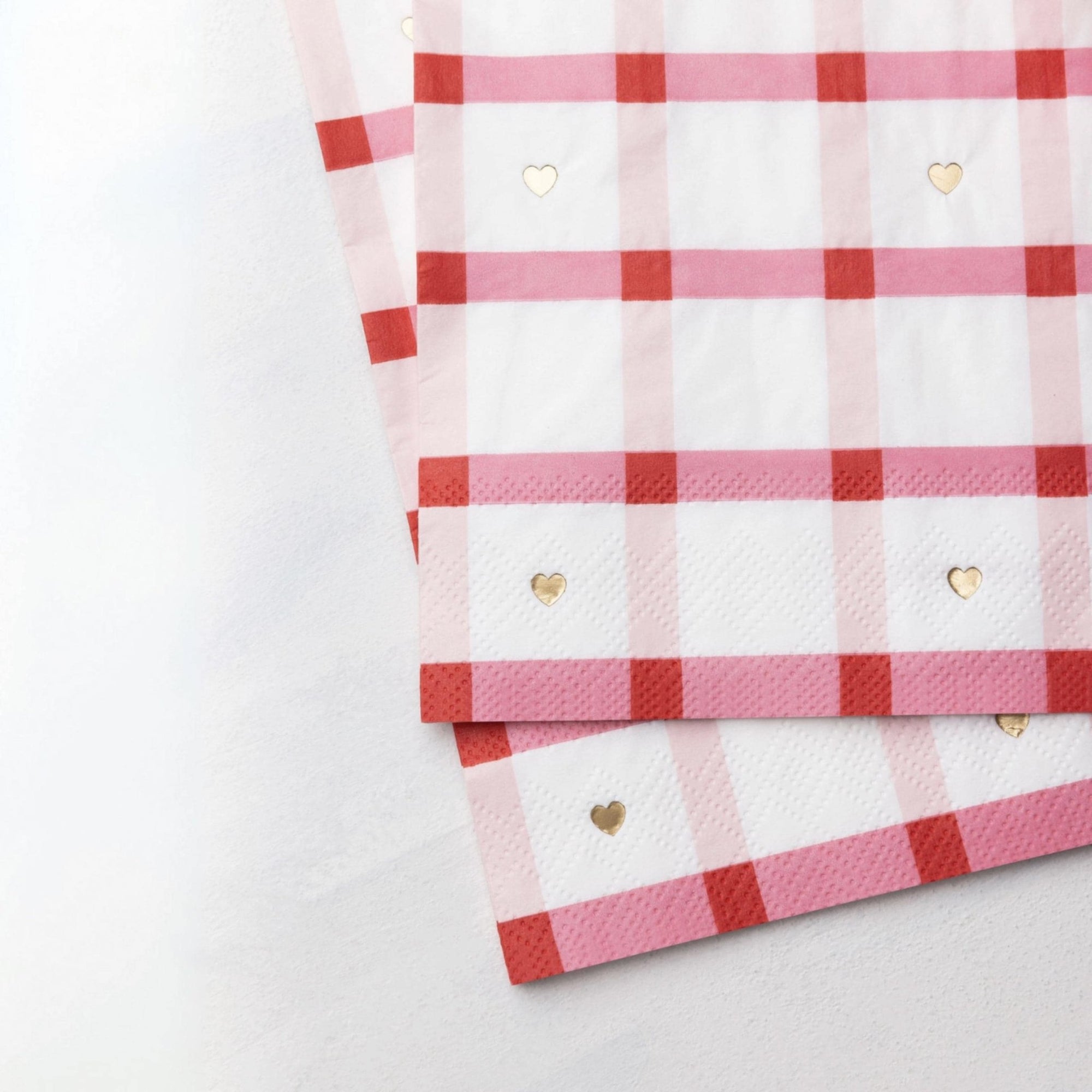 Pink Plaid Heart Napkins - Stesha Party