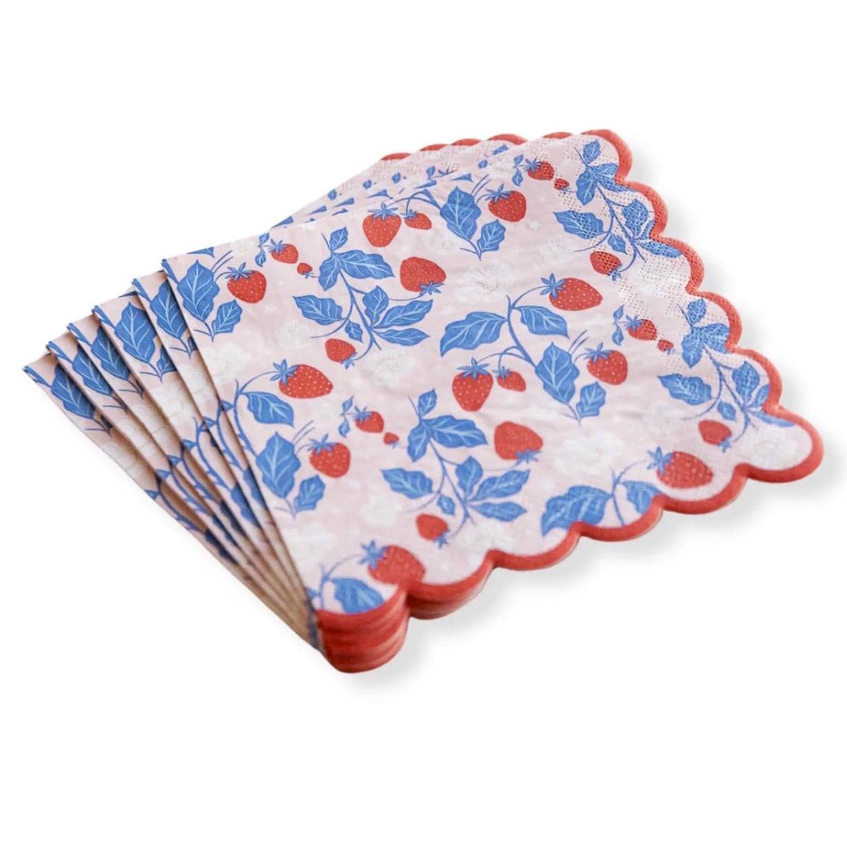 Pink, Red & Blue Strawberry Napkins 20ct - Stesha Party