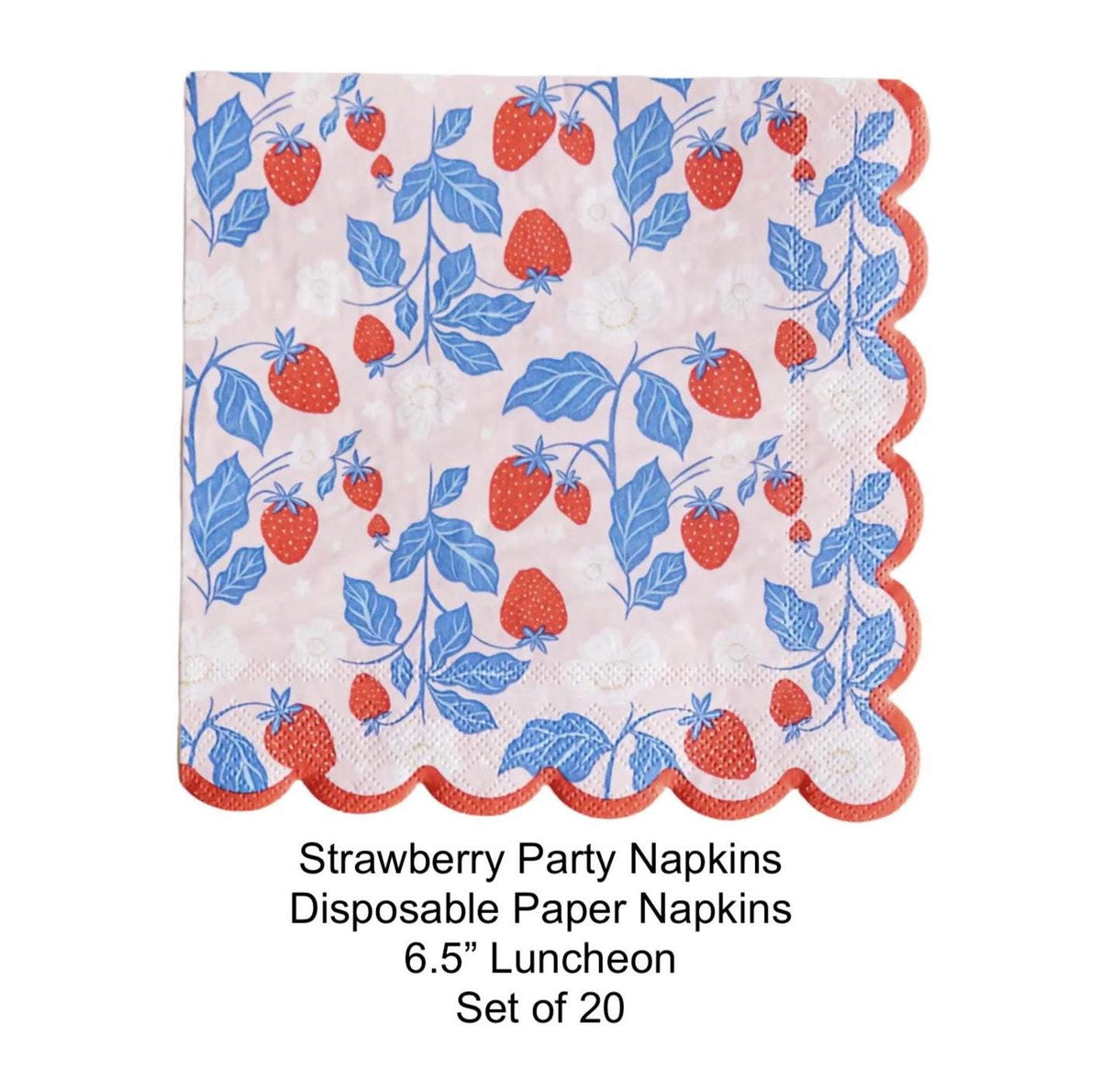 Pink, Red & Blue Strawberry Napkins 20ct - Stesha Party