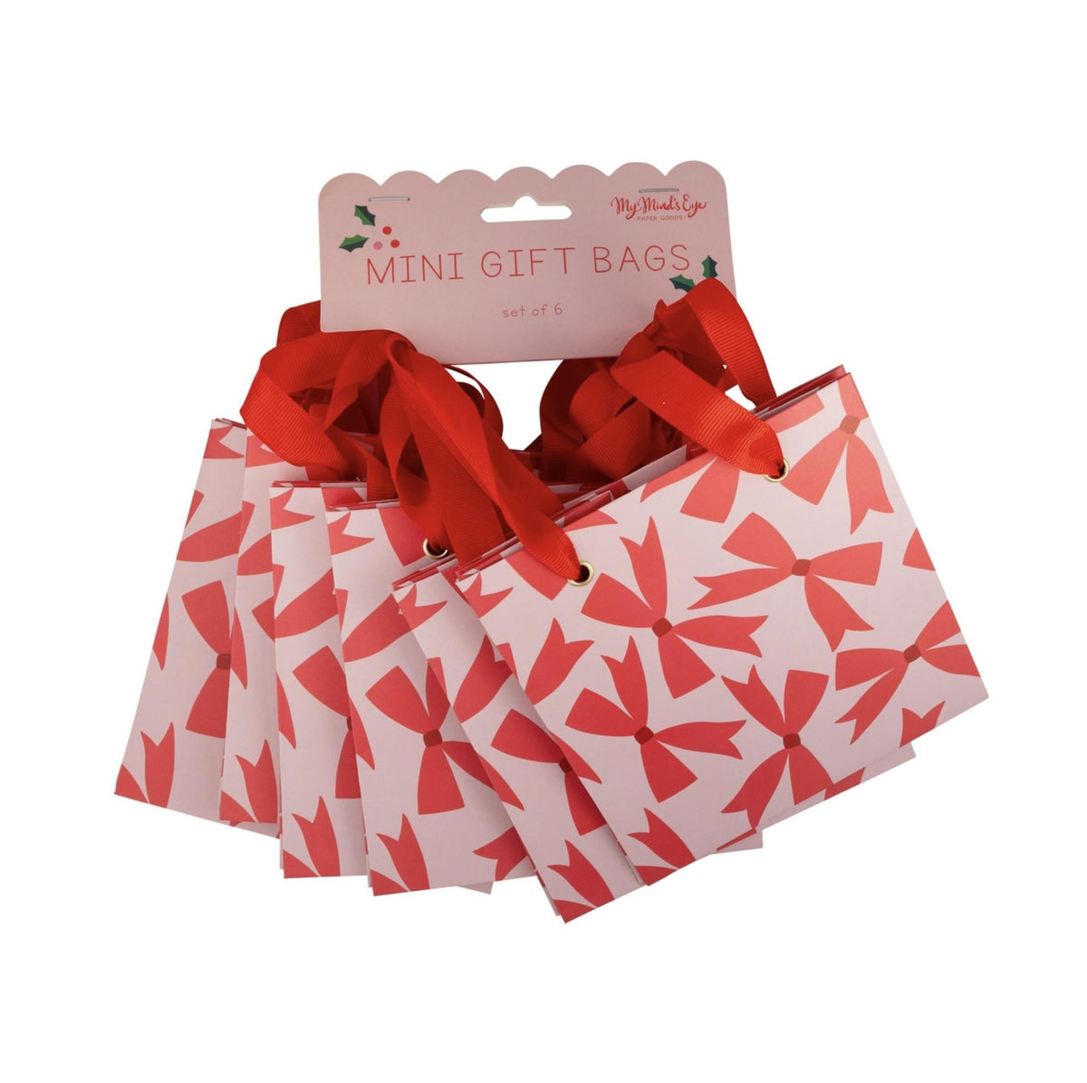 Pink & Red Bow Gift Bags x6 - Stesha Party