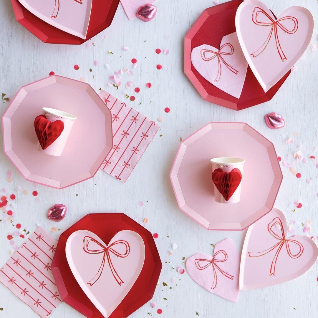 Pink & Red Bow Party Napkins - Stesha Party
