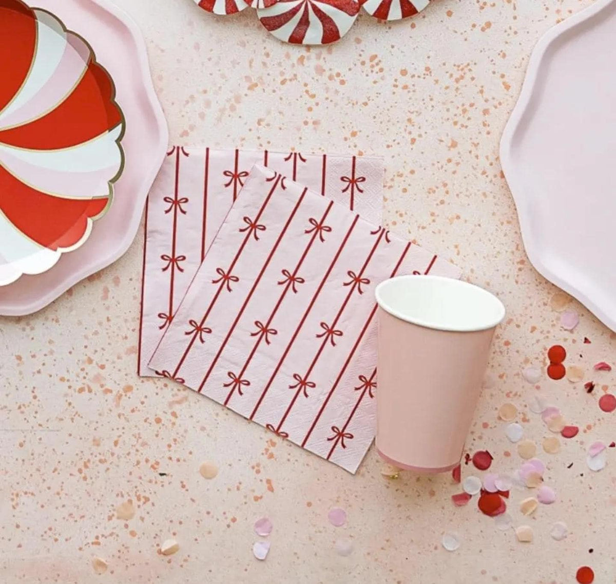 Pink & Red Bow Party Napkins - Stesha Party