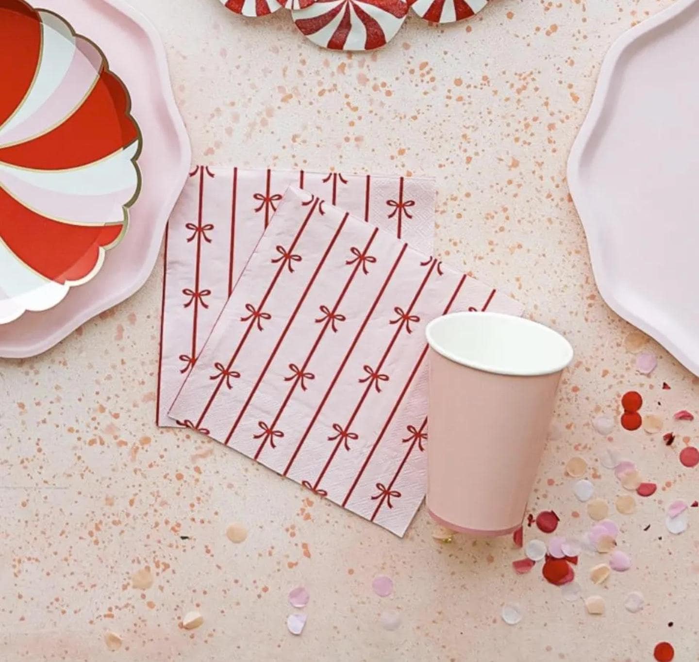 Pink & Red Bow Party Napkins - Stesha Party