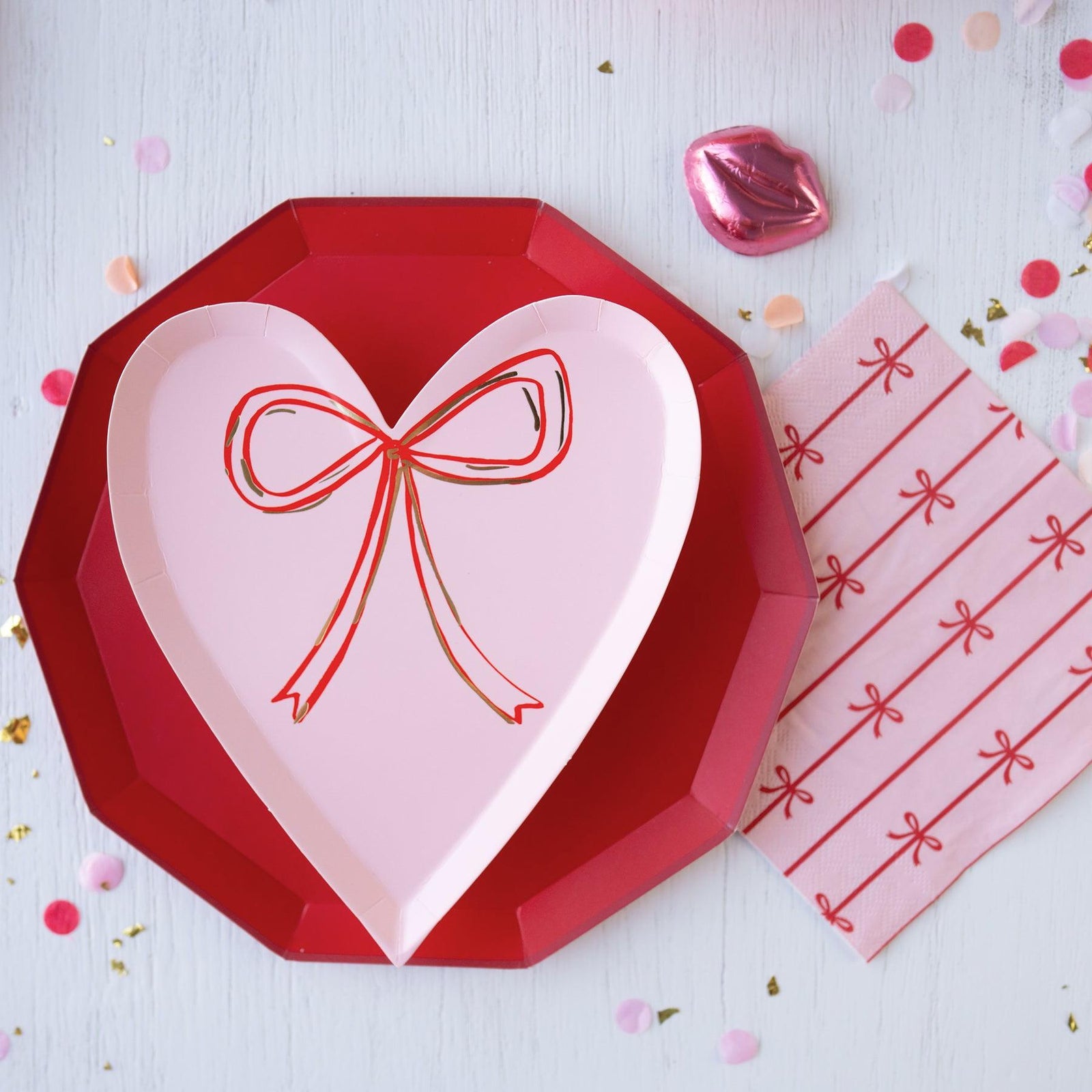Pink & Red Bow Party Napkins - Stesha Party