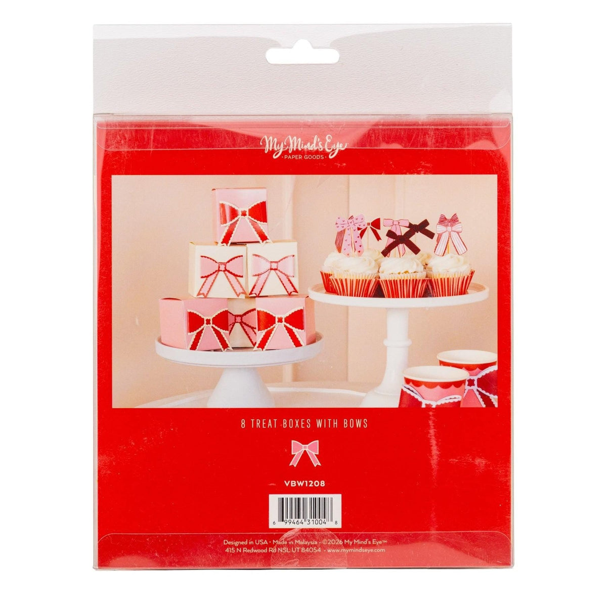 Pink & Red Bow Treat Boxes 8ct - Stesha Party