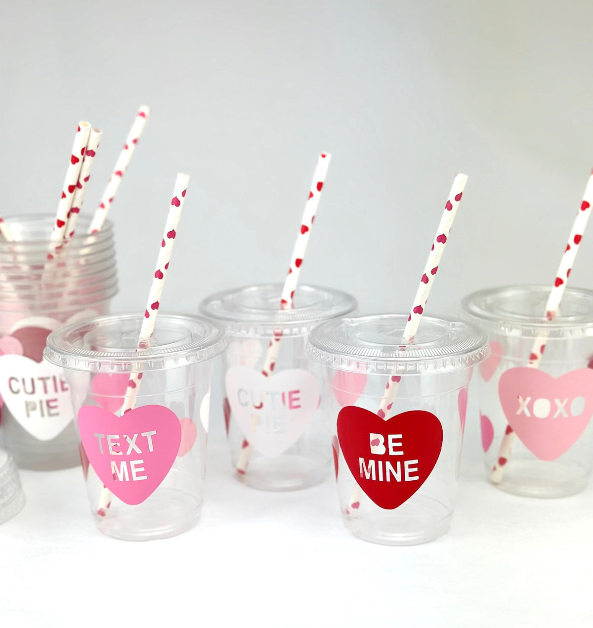 Pink &amp; Red Conversation Heart Cups 12ct - Stesha Party