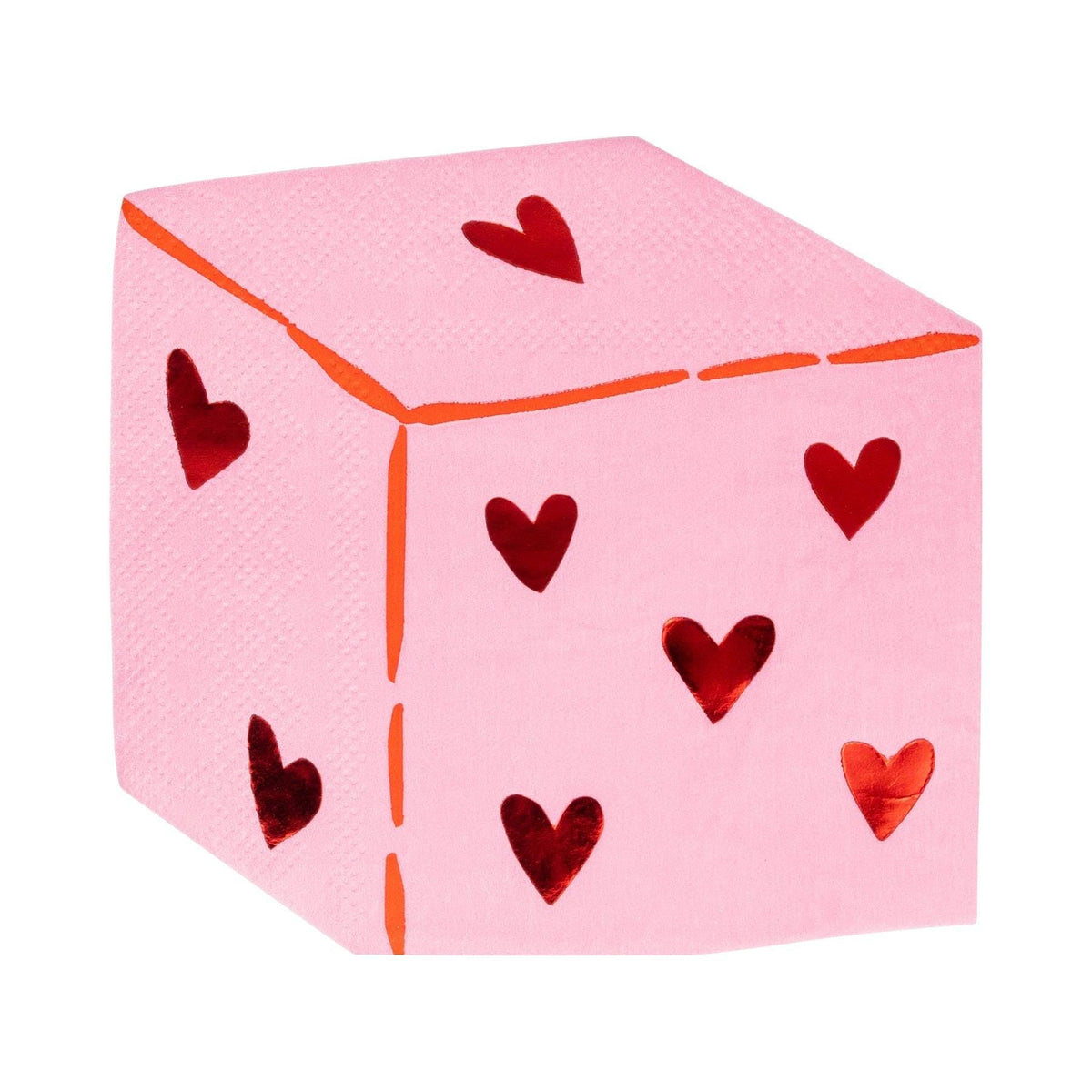 Pink Red Heart Dice Napkins - Stesha Party