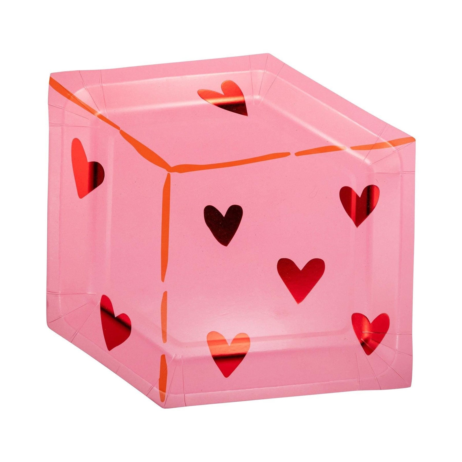 Pink Red Heart Dice Plates 8ct - Stesha Party