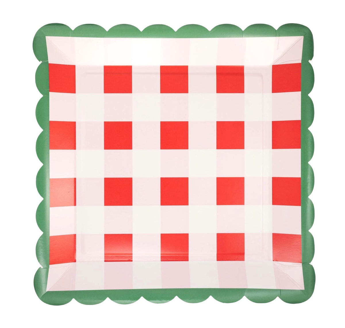 Pink &amp; Red Plaid Christmas Plates 8ct - Stesha Party