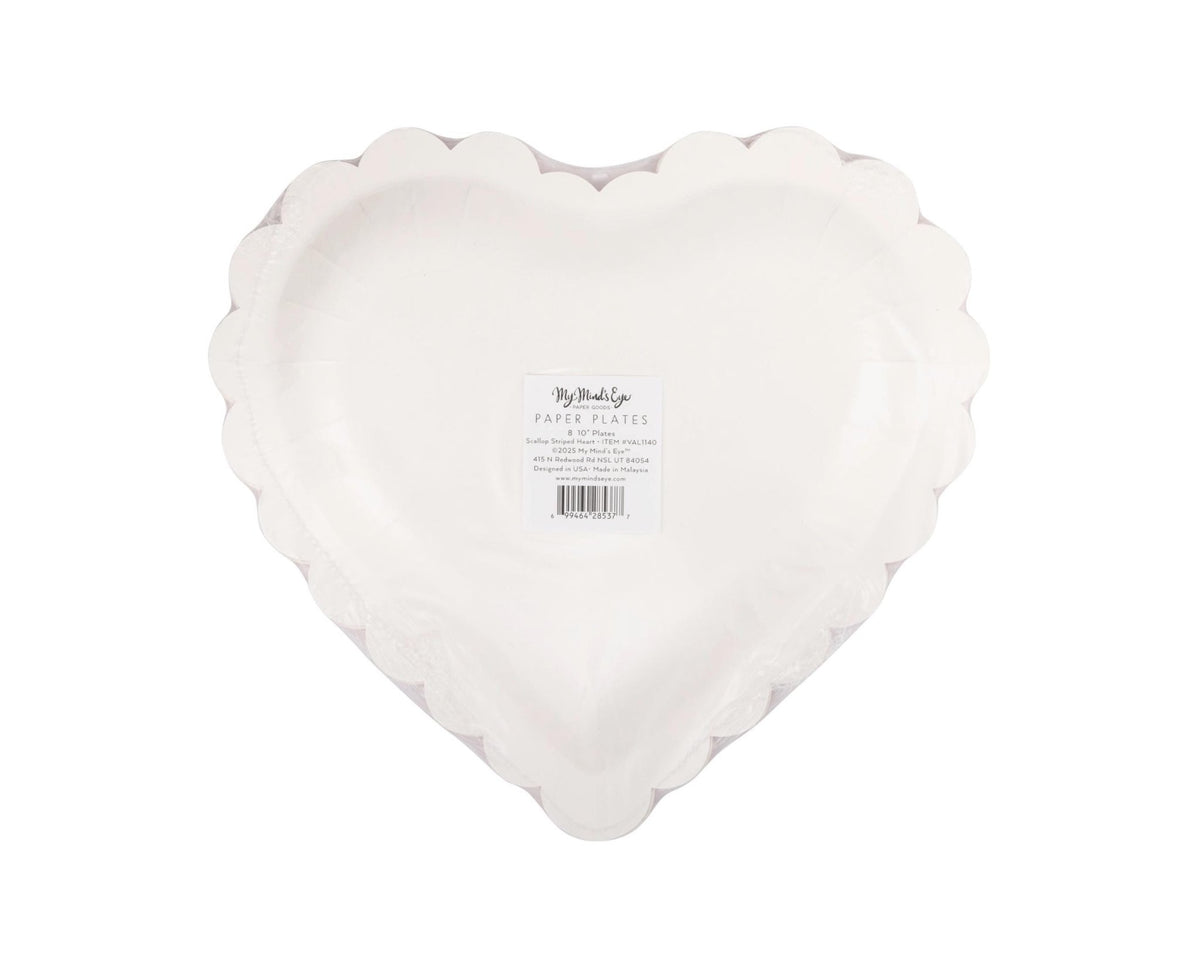 Pink & Red Striped Heart Plates - Stesha Party