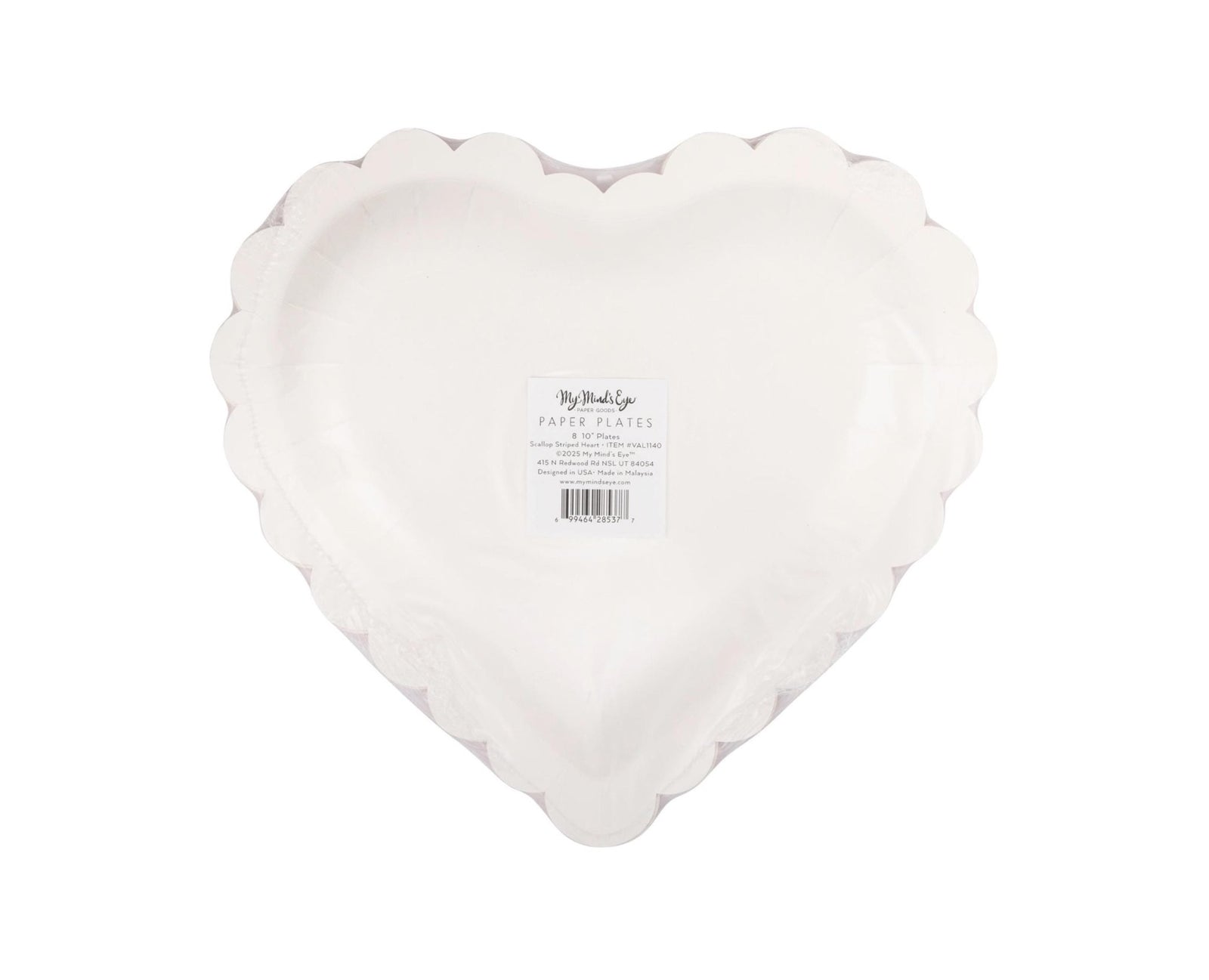 Pink & Red Striped Heart Plates - Stesha Party