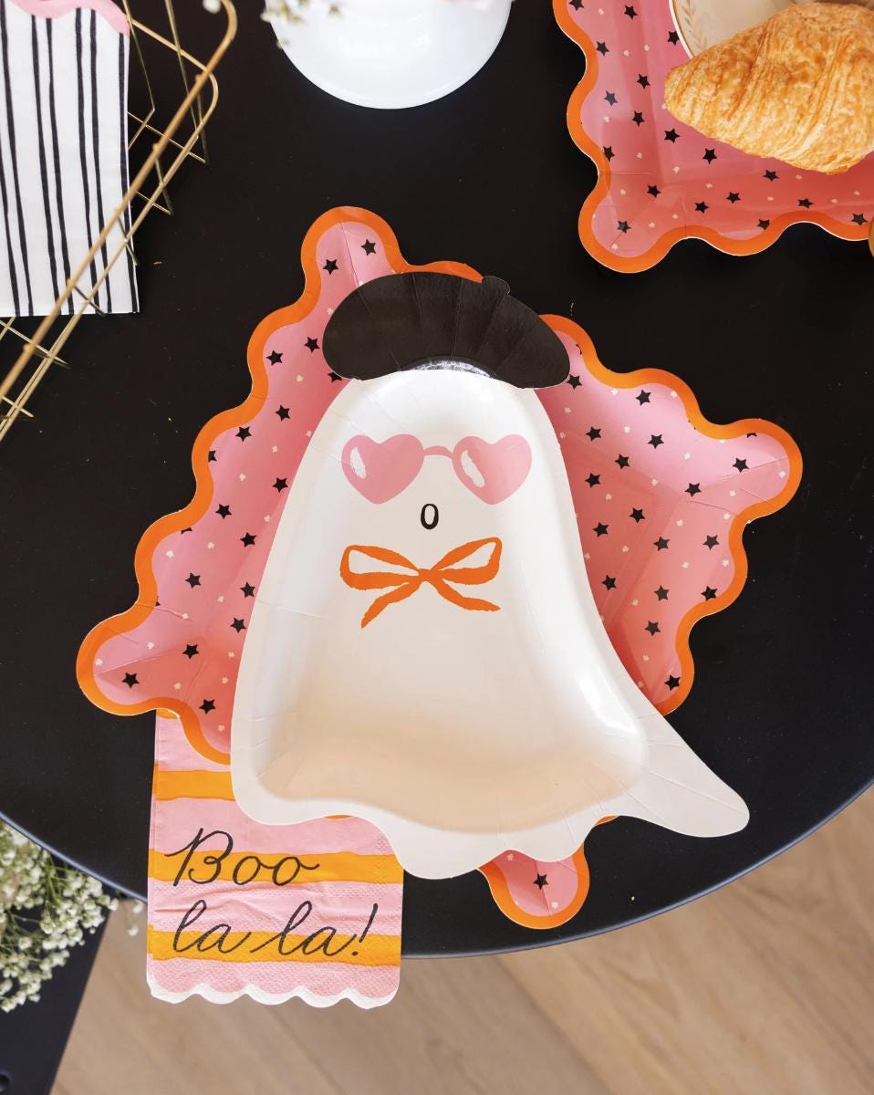 Pink Star Halloween Plates 8ct - Stesha Party