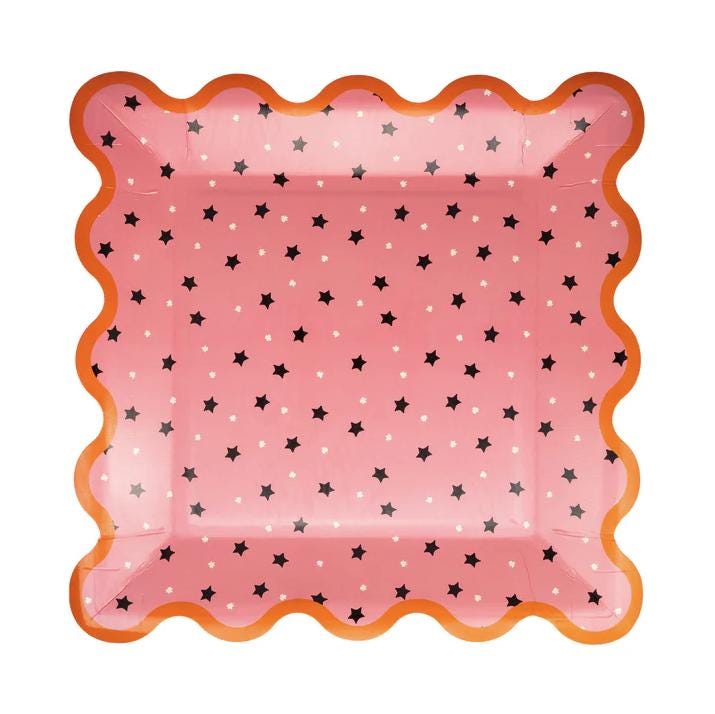Pink Star Halloween Plates 8ct - Stesha Party