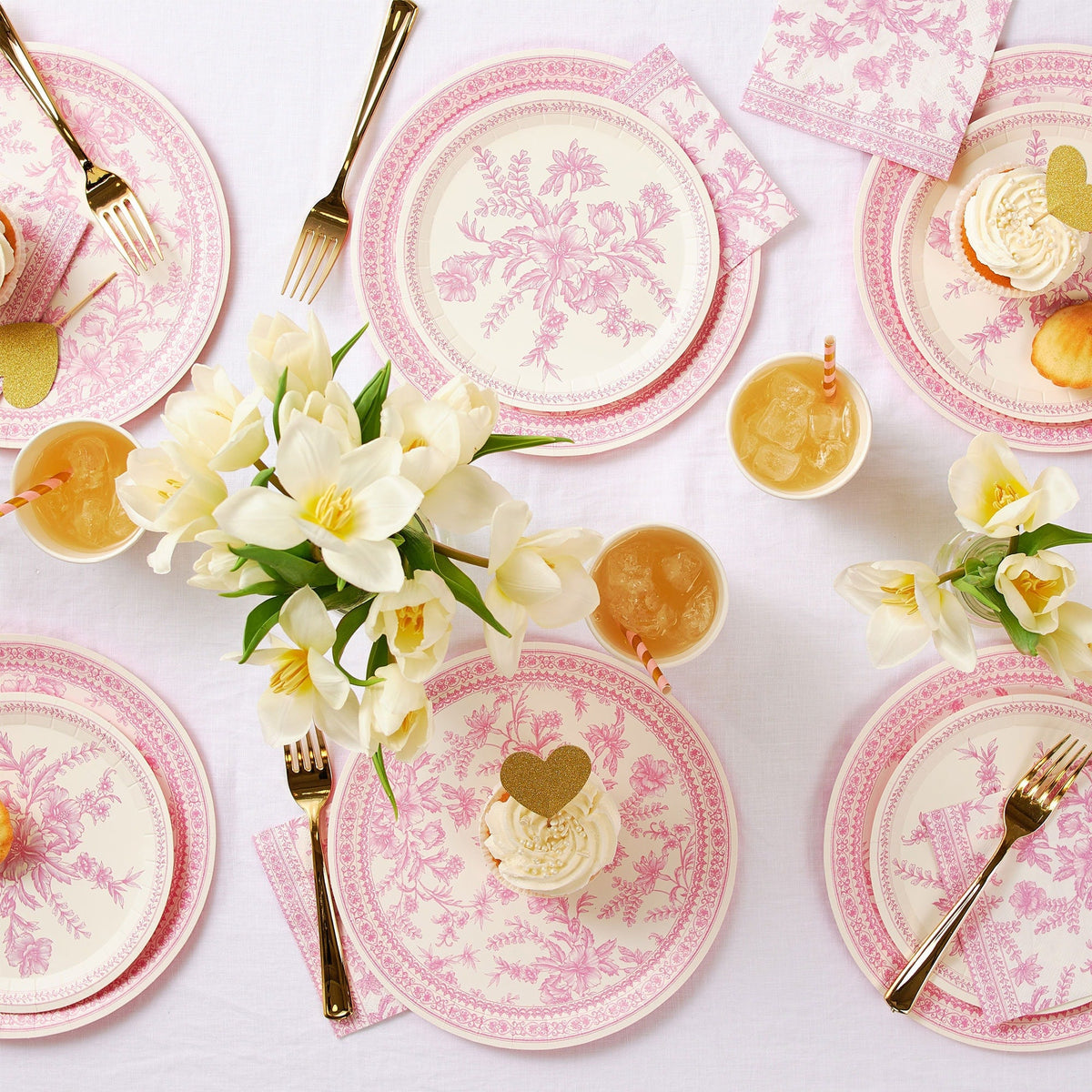 Pink Toile Cake Plates - Stesha Party