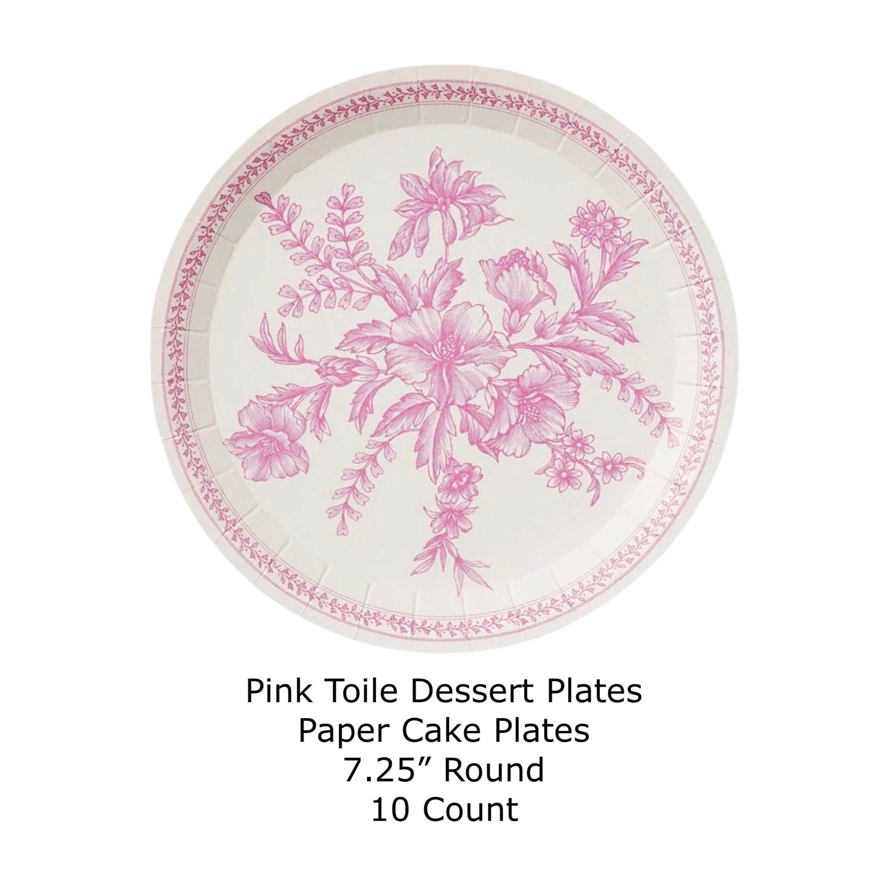 Pink Toile Cake Plates - Stesha Party