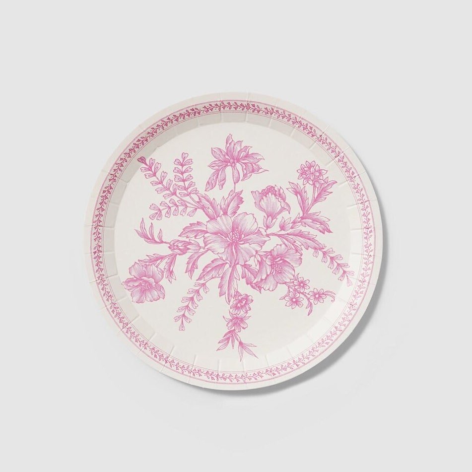 Pink Toile Cake Plates - Stesha Party