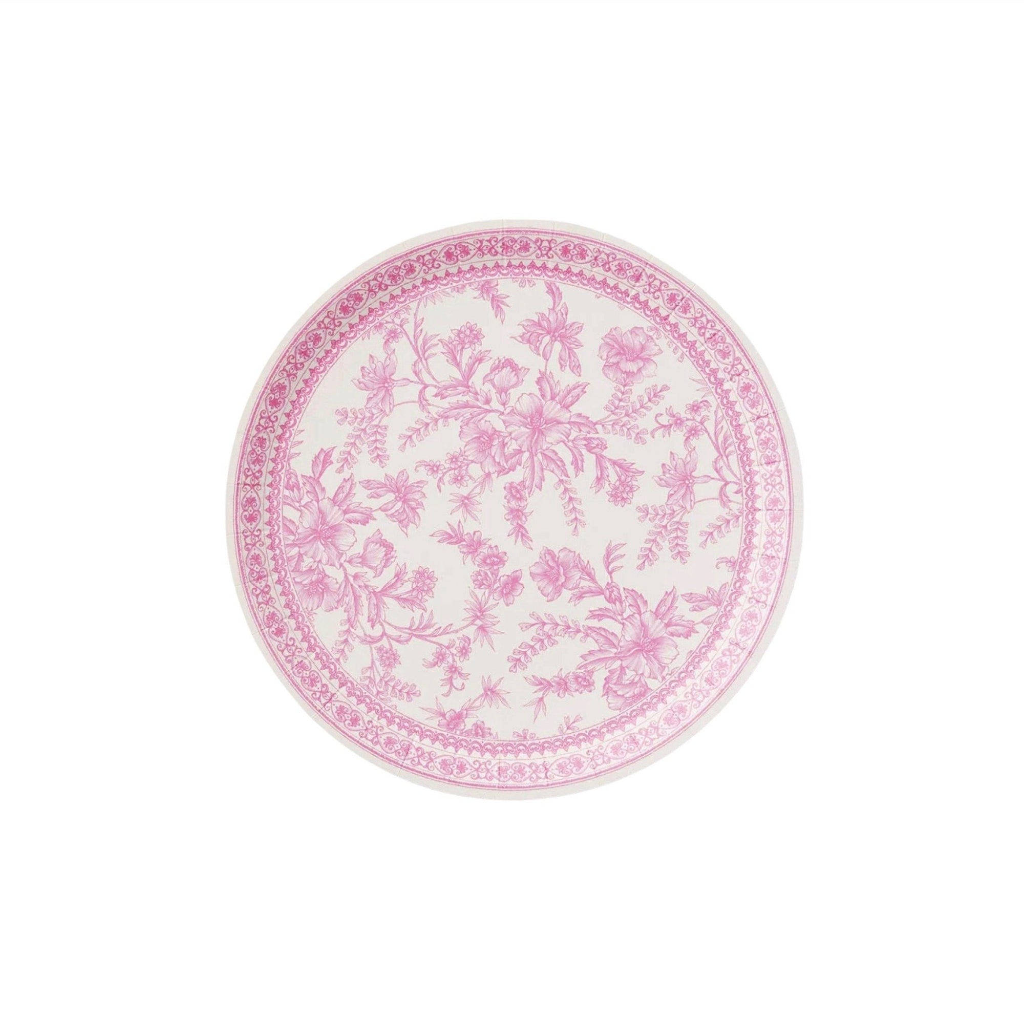 Pink Toile Paper Dinner Plates - Stesha Party