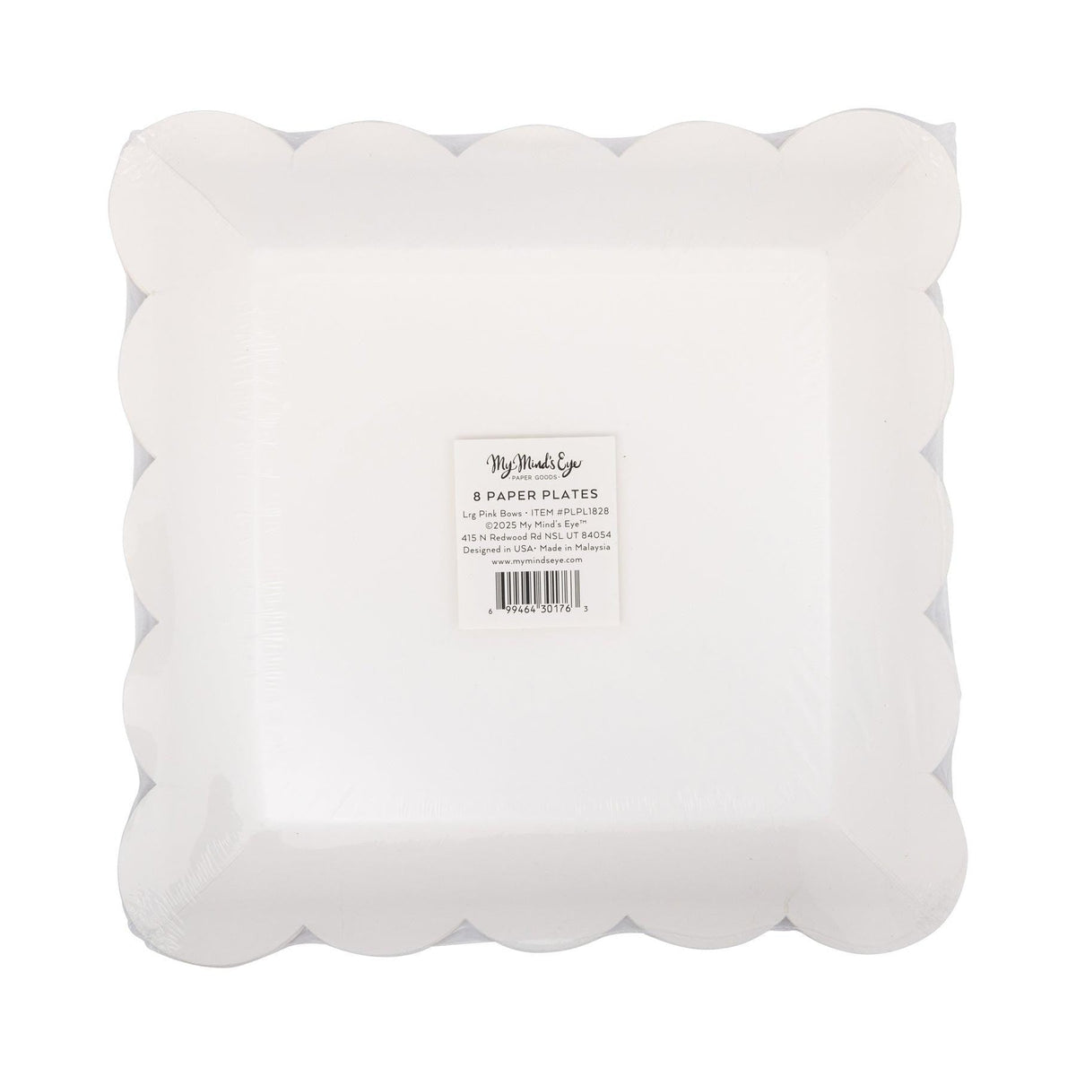 Pink & White Bows Scalloped Plates 8ct - Stesha Party