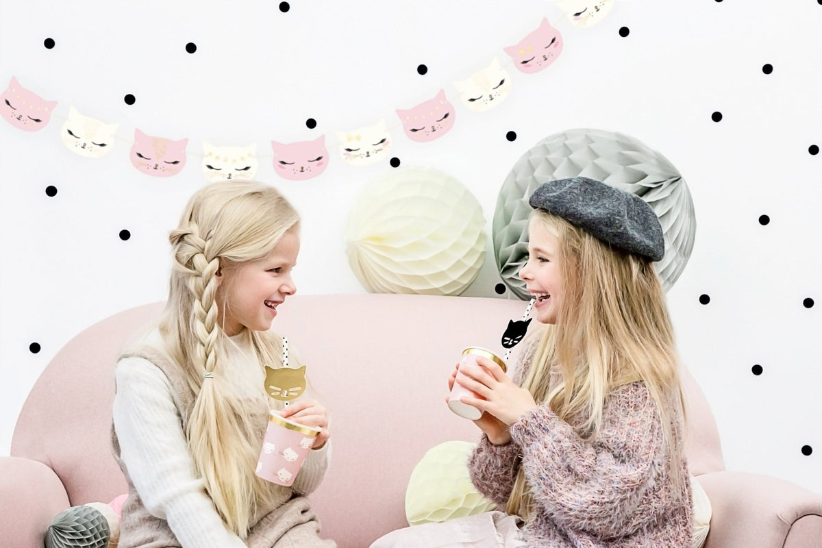 Pink & White Cat Party Banner - Stesha Party