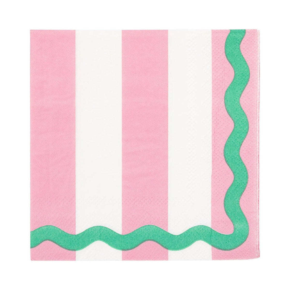 Pink, White &amp; Green Striped Cocktail Napkins - Stesha Party