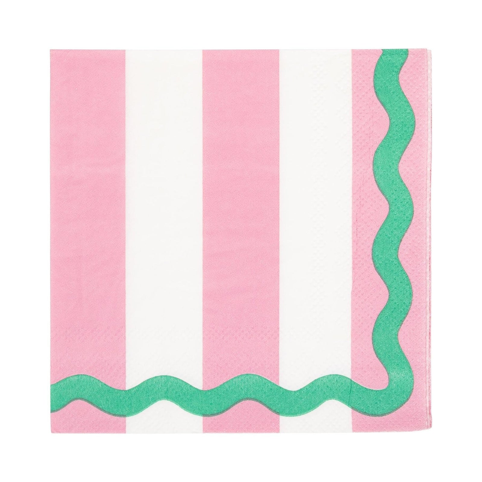 Pink, White & Green Striped Cocktail Napkins - Stesha Party