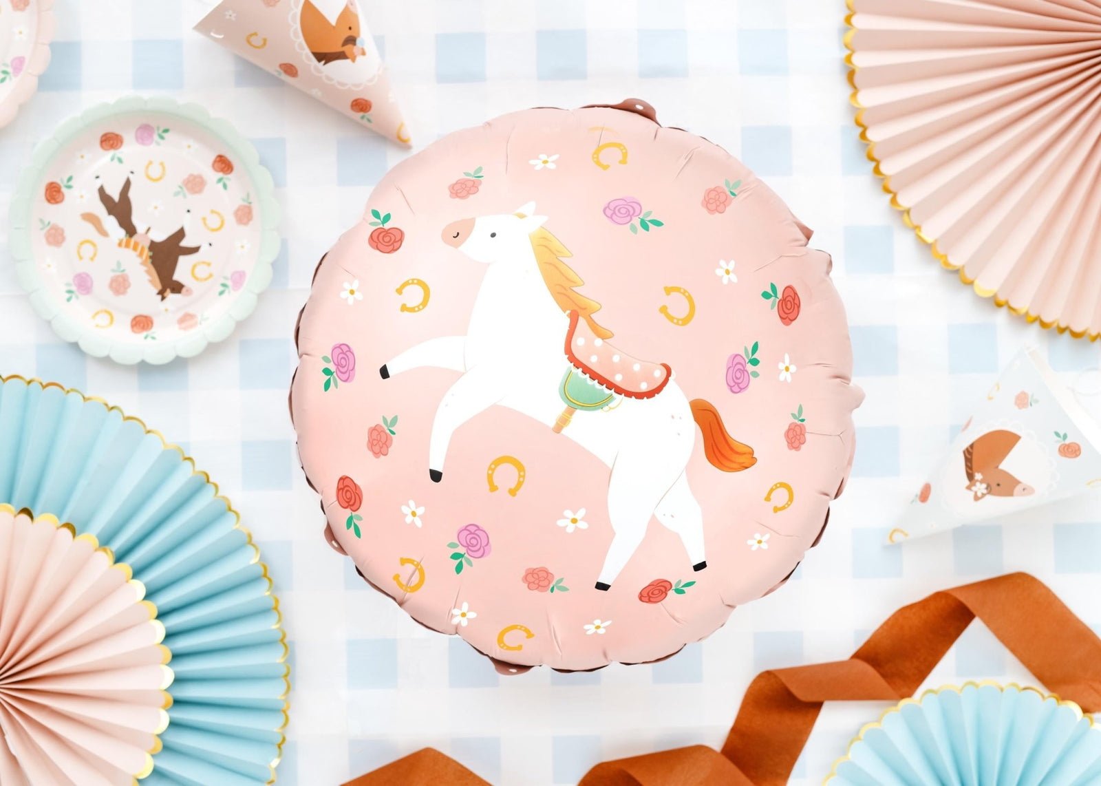 Pink & White Horse Balloon 14" - Stesha Party