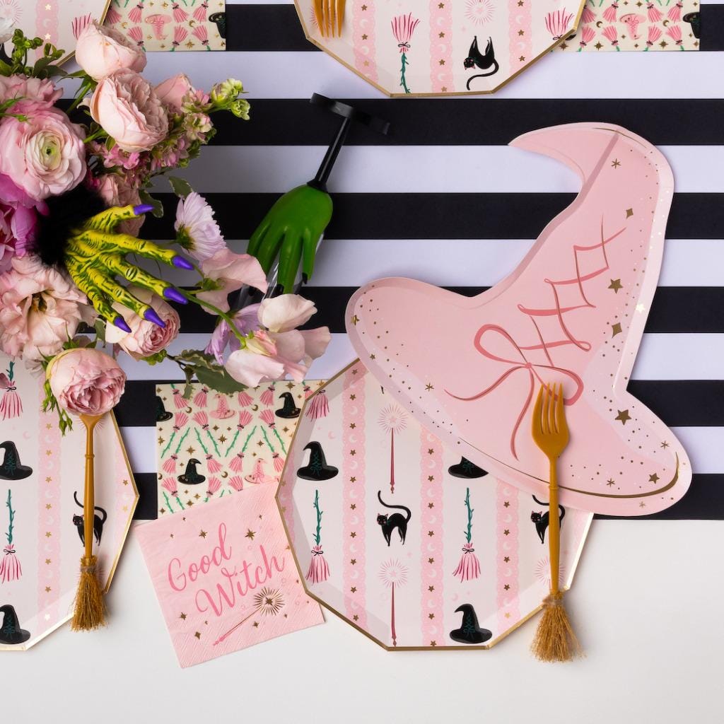 Pink Witch Hat Plates - Stesha Party