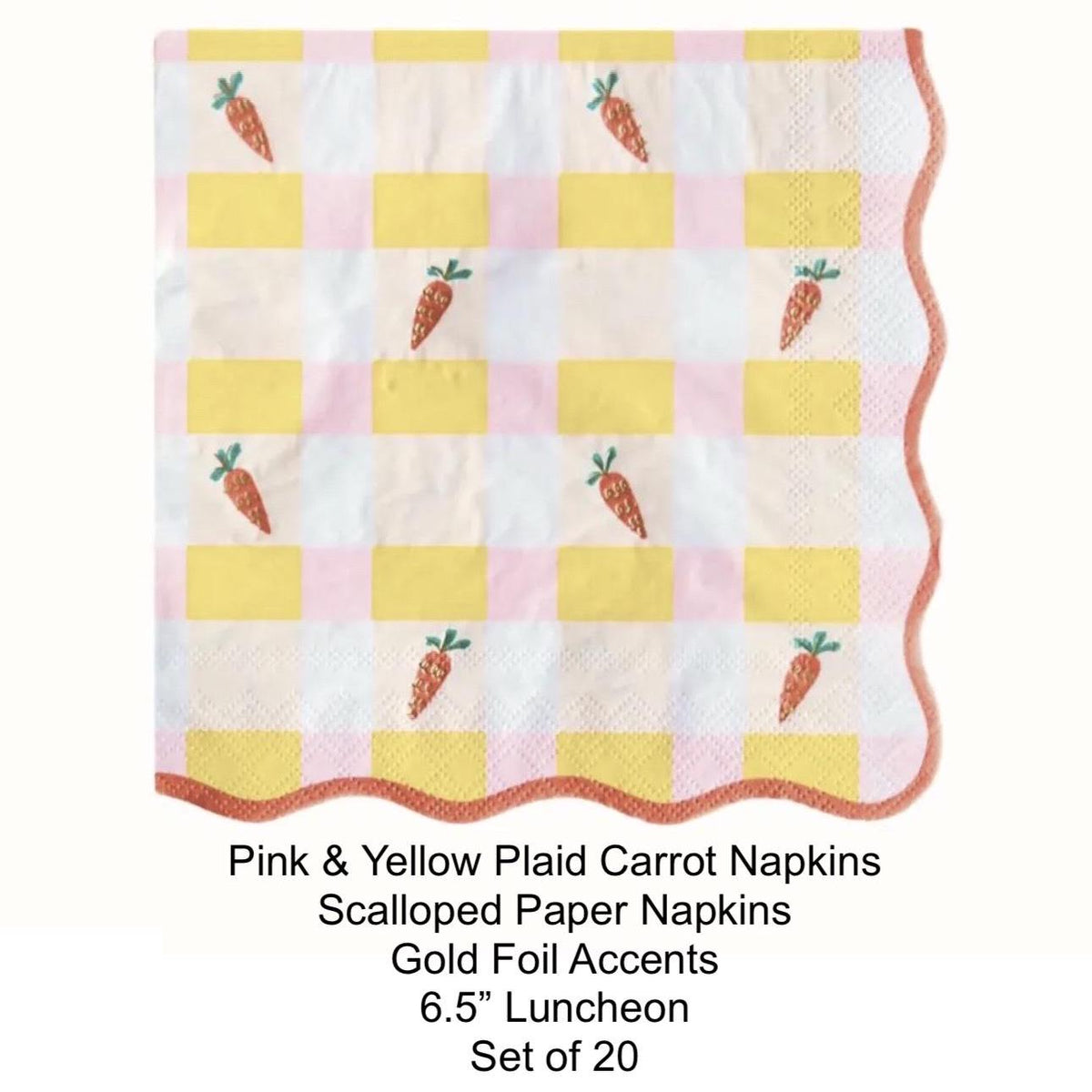 Pink & Yellow Carrot Party Napkins 20ct - Stesha Party
