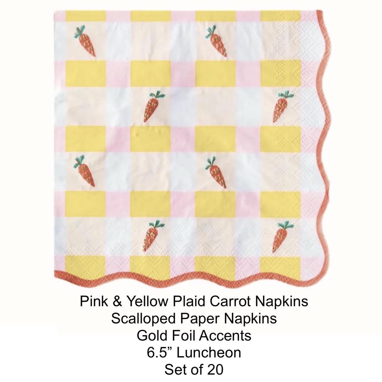 Pink & Yellow Carrot Party Napkins 20ct - Stesha Party