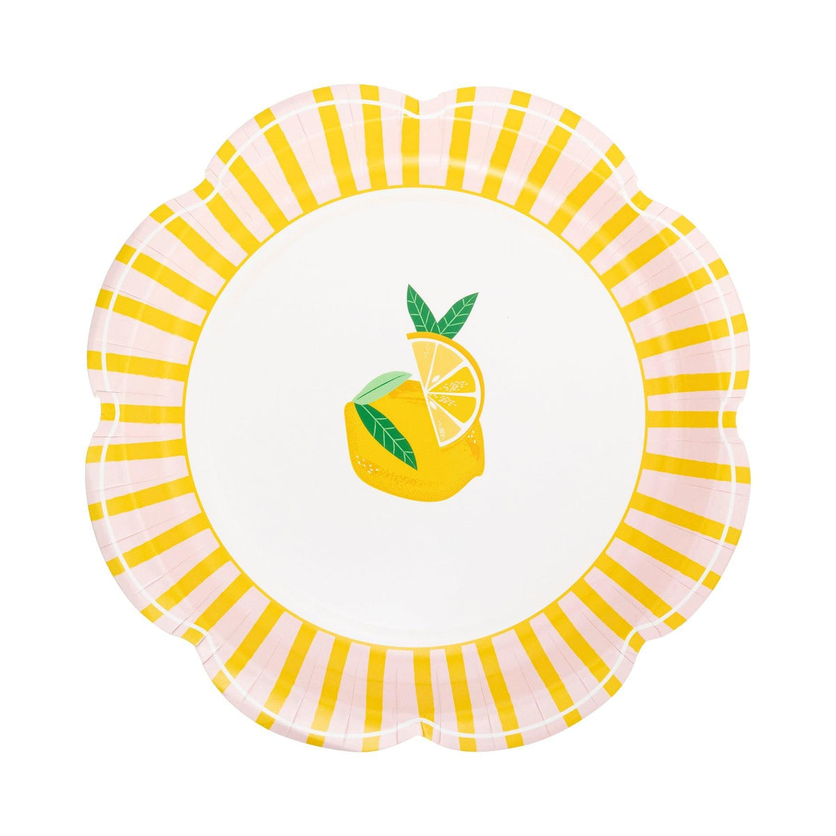 Pink Yellow Stripe Lemon Plates 8ct - Stesha Party
