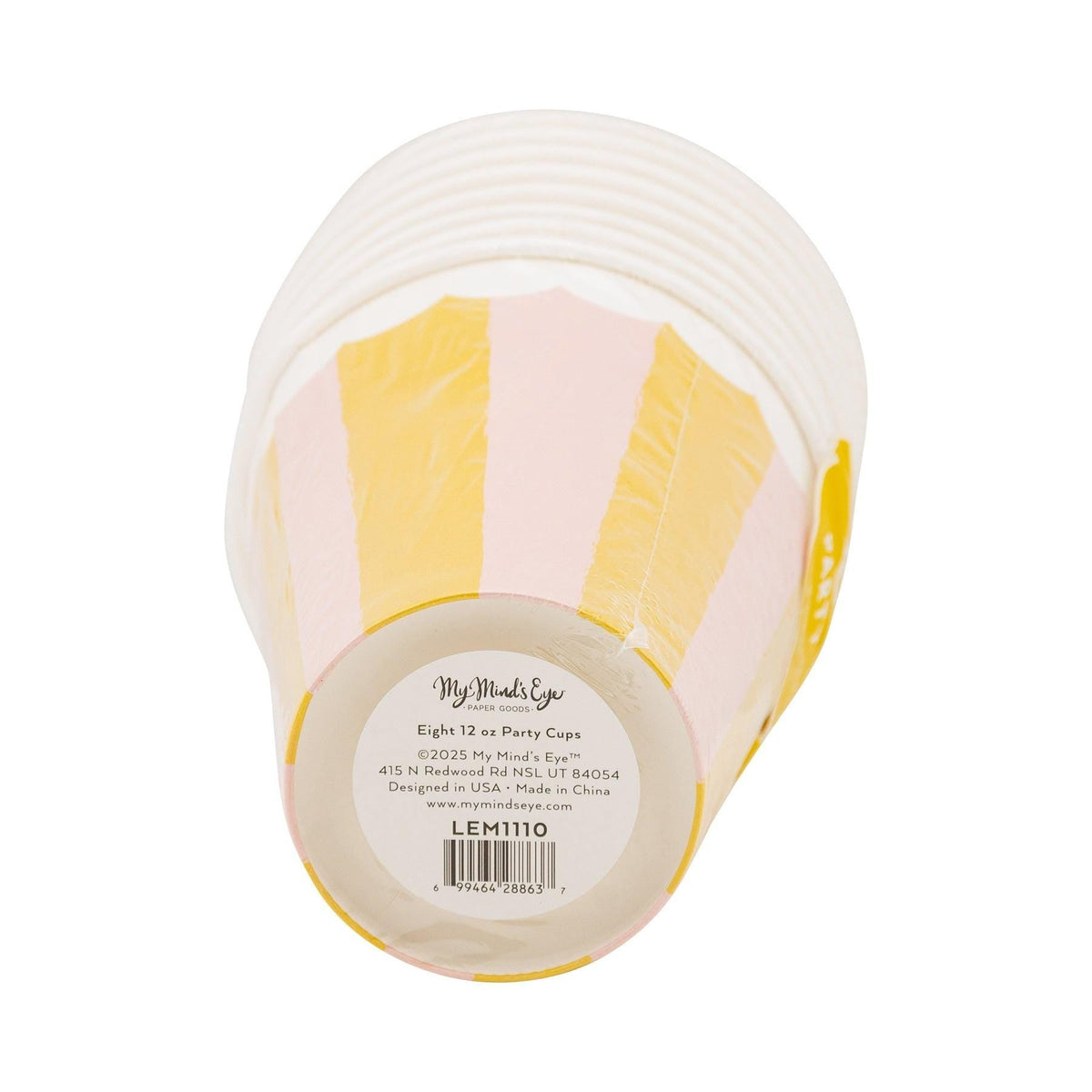 Pink Yellow Striped Cups 8ct - Stesha Party
