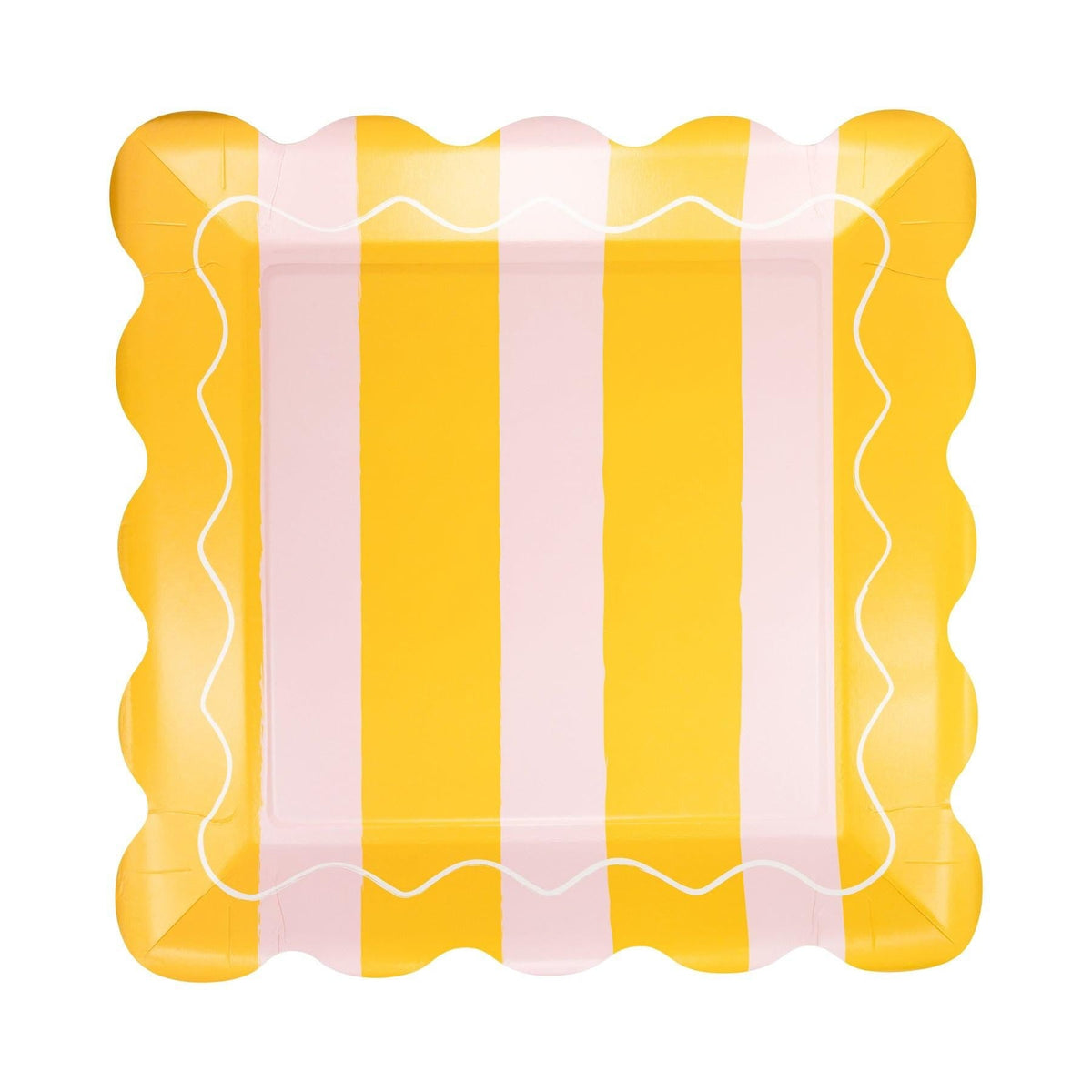 Pink &amp; Yellow Striped Plates 8ct. - Stesha Party