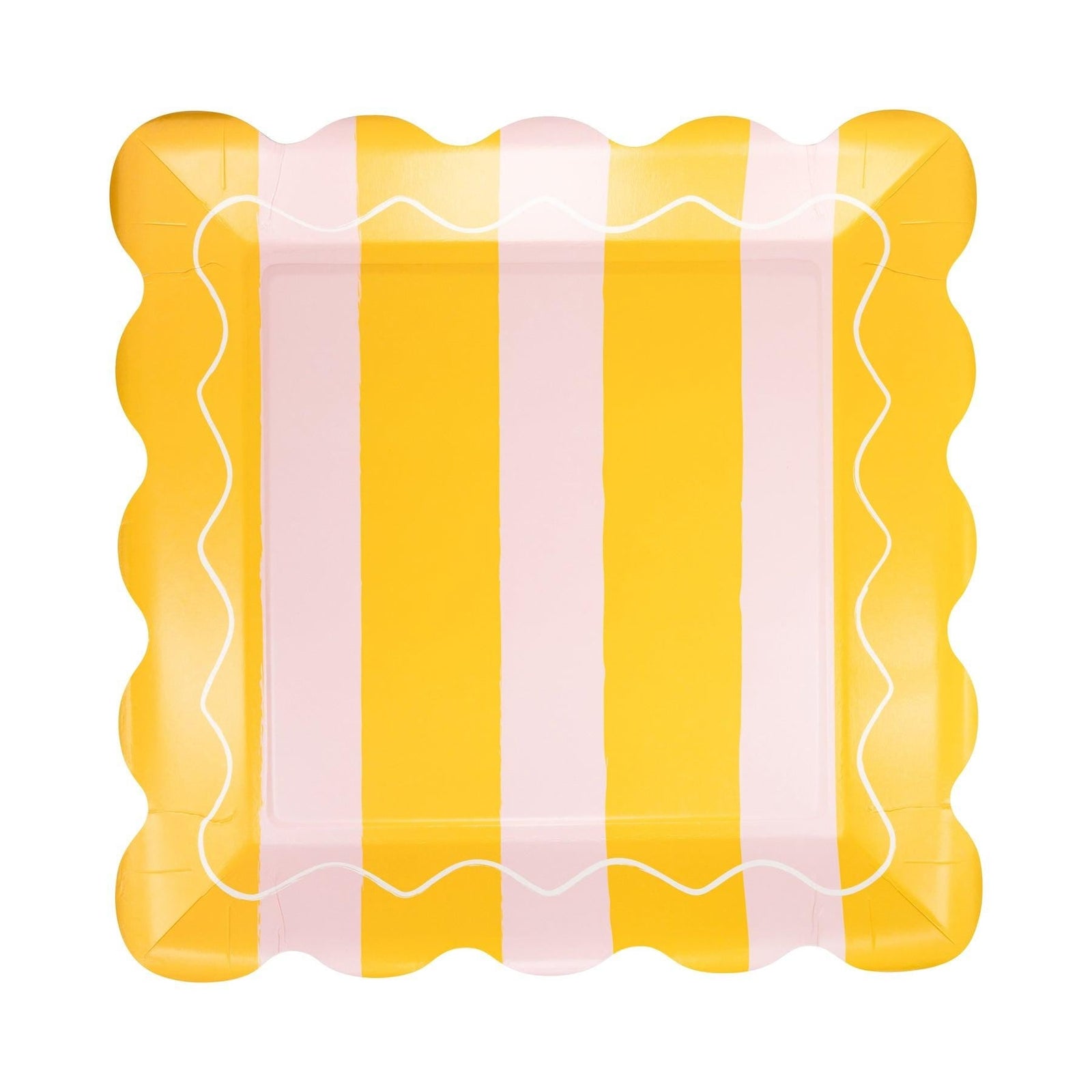 Pink & Yellow Striped Plates 8ct. - Stesha Party