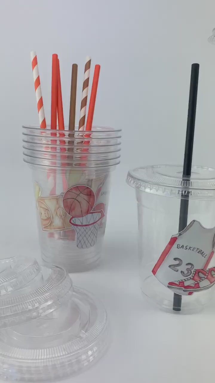 Basketball Party Cups - Basketball Birthday Party, Basketball Party Favors, Drink Cups, Basketball Party Theme, Sports Birthday Decorations