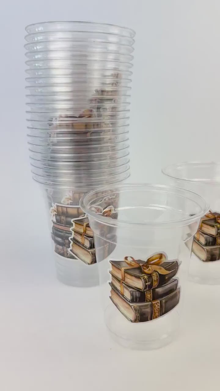 Book Themed Party Cups 24ct 12oz for Library Birthday Storybook Baby Shower Book Club Decor Reading Bookish Romance Novel Girls Night In