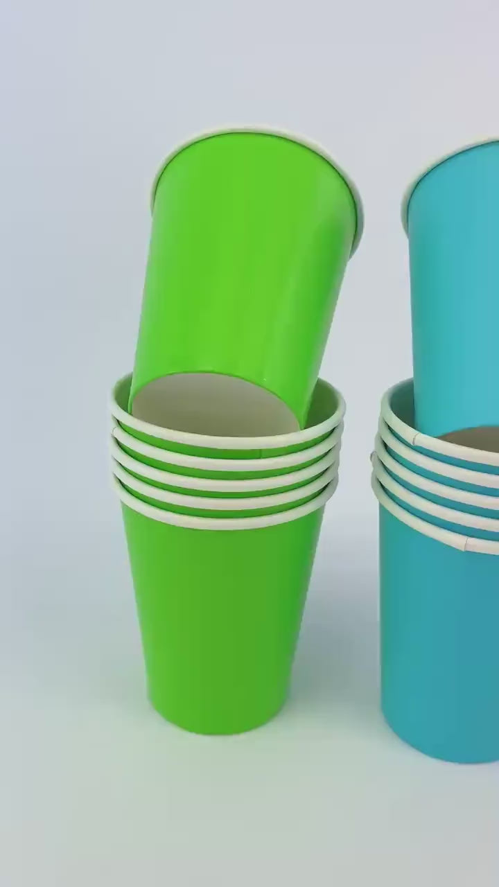 Paint Party Cups 24ct - Fiesta Birthday Cups, Art Party Supplies, Rainbow Cups, Paper Drink Cups, Tropical Baby Shower, Cinco De Mayo Party