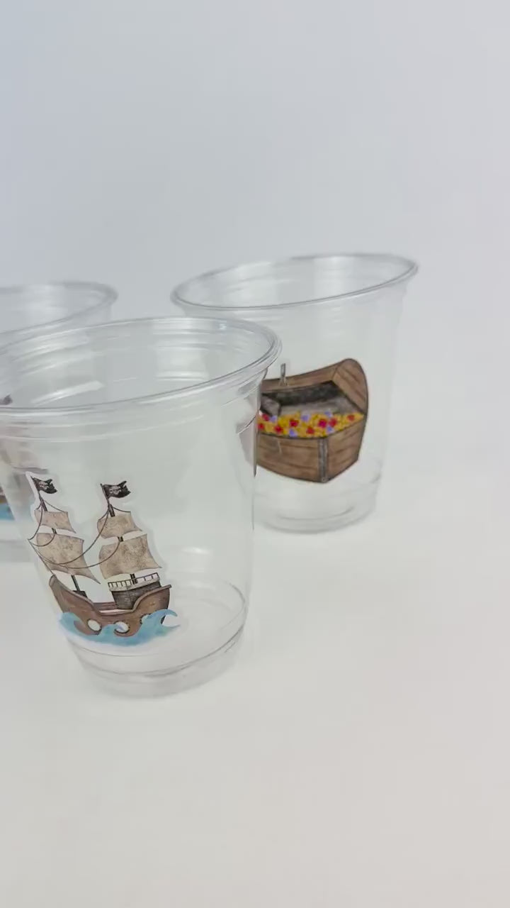 Pirate Birthday Party Cups 24ct - Pirate Ship Party, Pirate Party Decorations, Treasure Map Party, Kids Birthday Decorations, Party Supplies