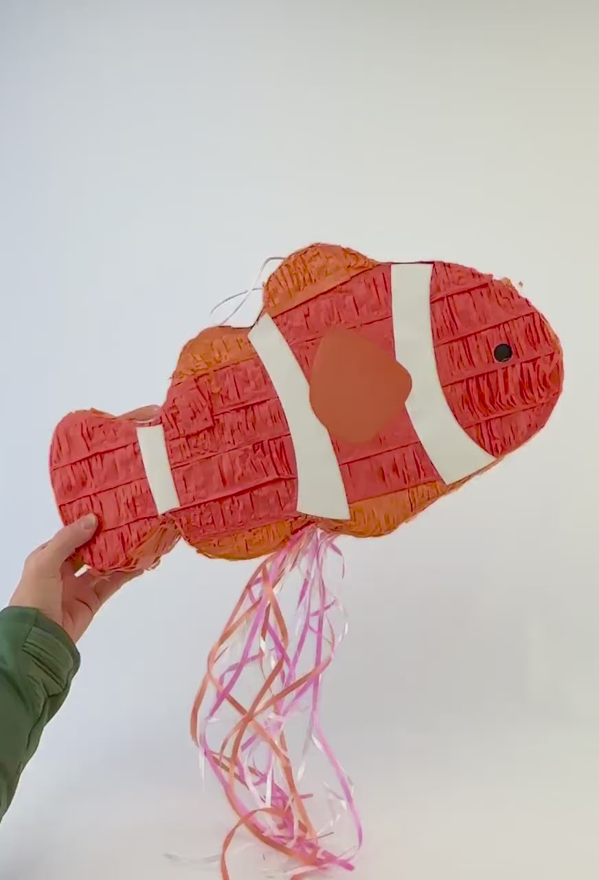 Orange Clown Fish Party Pinata - Ocean Birthday Decorations, Fish Party Supplies, Beach Baby Shower, Sea Birthday Party, Party Decorations