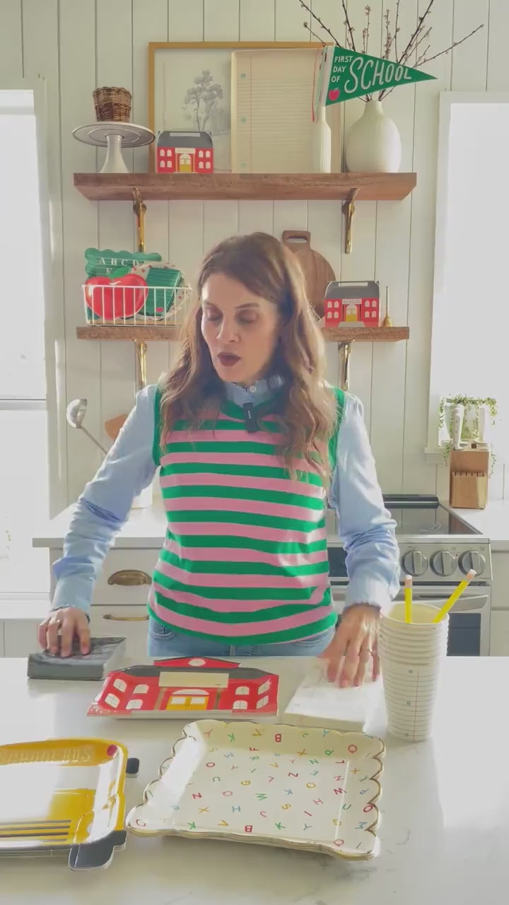 Cursive ABCs Paper Napkins 24ct - Back to School Cocktail Napkins Teacher Party Kindergarten Preschool Pre-K First Day School Theme Party