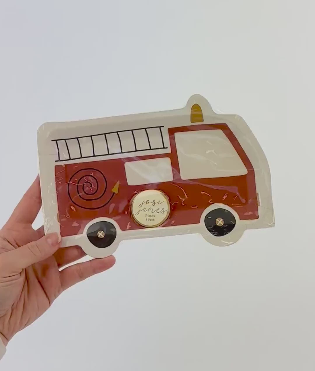 Red Firetruck Shaped Paper Plates 8ct - Firefighter Birthday, First Responder Party, Fireman Party Supplies, Transportation Party Plates