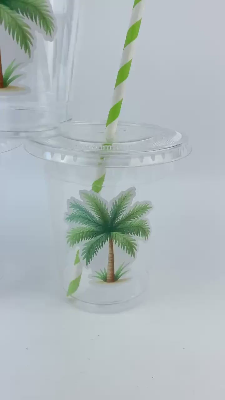 Tropical Flamingo Party Drink Cups 12ct - Plastic Cups with Lids & Straws, Baby Shower, Bridal Shower, Bachelorette Party, Party Favor Cups