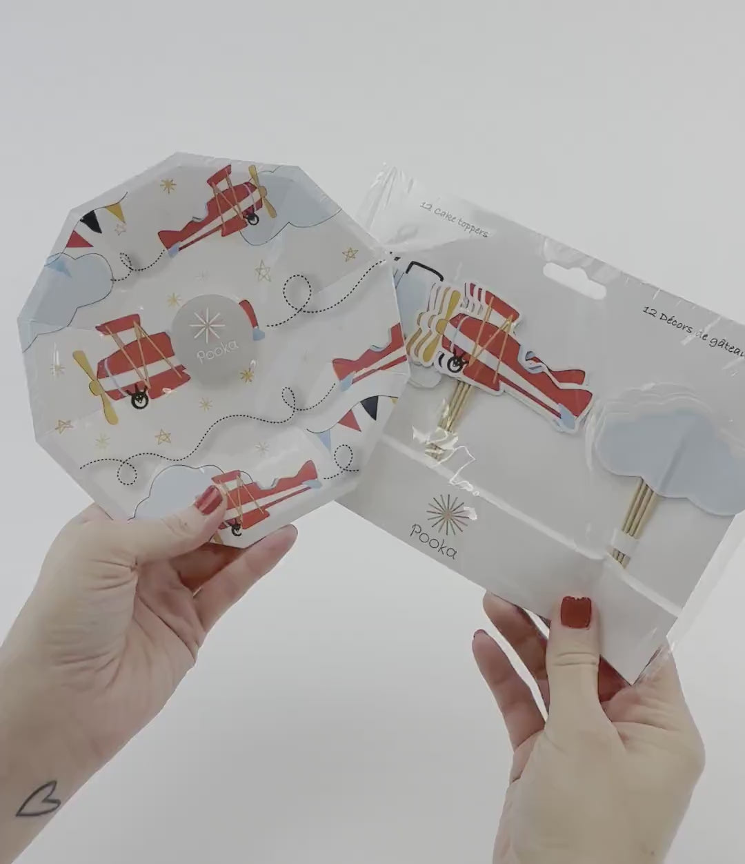 Airplane Cupcake Toppers 12ct - Pilot Party Supplies, Aviation Birthday Decorations, Airplane Baby Shower, Vintage Plane Party, Cake Toppers