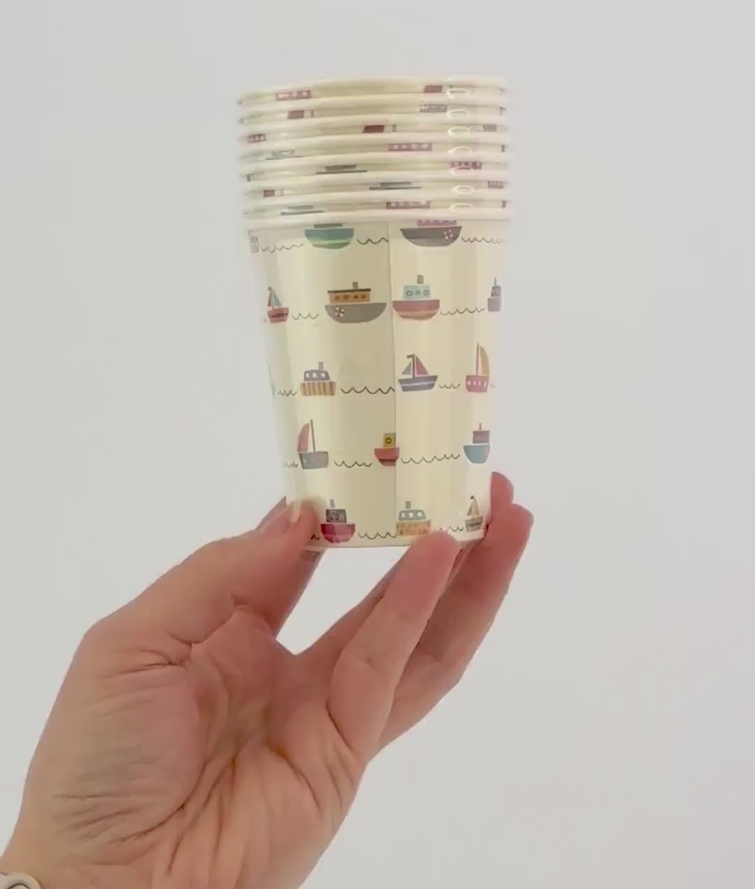 Boats Party Paper Cups 8ct - Nautical Birthday Cups, Sailboat Party Supplies, Sailing Shower, Retirement Party, Treat Cups, Yacht Party