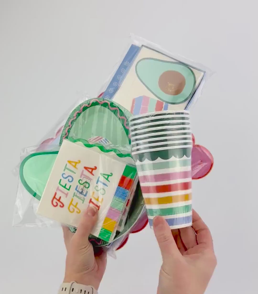 Colorful Striped Paper Cups 12oz, 8ct - Fiesta Birthday Party, Rainbow Party Supplies, Art Birthday Party Decorations, Paper Birthday Cups