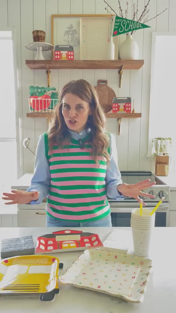 School Bus Paper Plates 8ct Disposable Party Tableware - Back to School Party, Teacher Appreciation, Kindergarten First Day, Preschool Kids