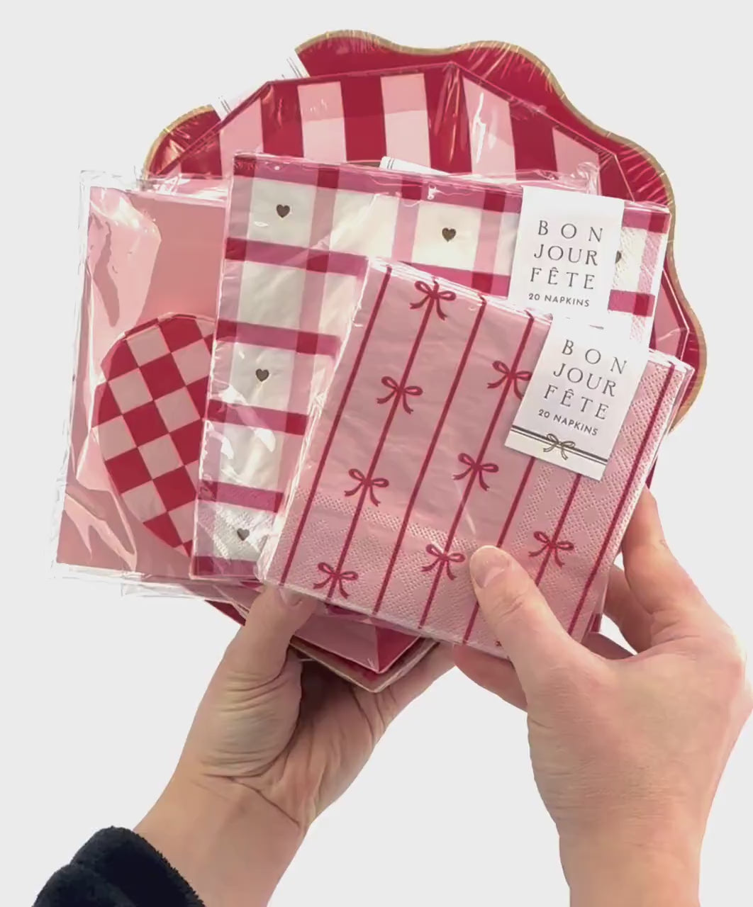 Red & Pink Stripe Plates